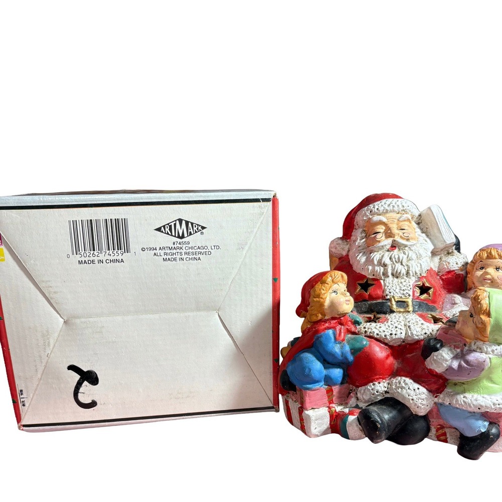 Vintage 1994 Artmark Stories With Santa Ceramic Night Light Christmas Children‎ - Picture 12 of 14